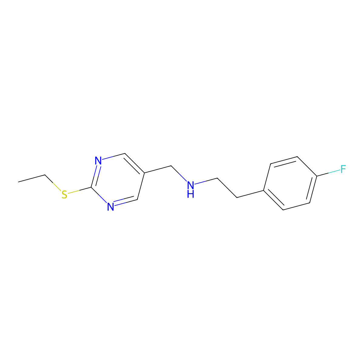 5-Pyrimidinemethanamine, 2-(ethylthio)-N-[2-(4-fluorophenyl)ethyl]- molecular structure, CAS 1279208-49-9