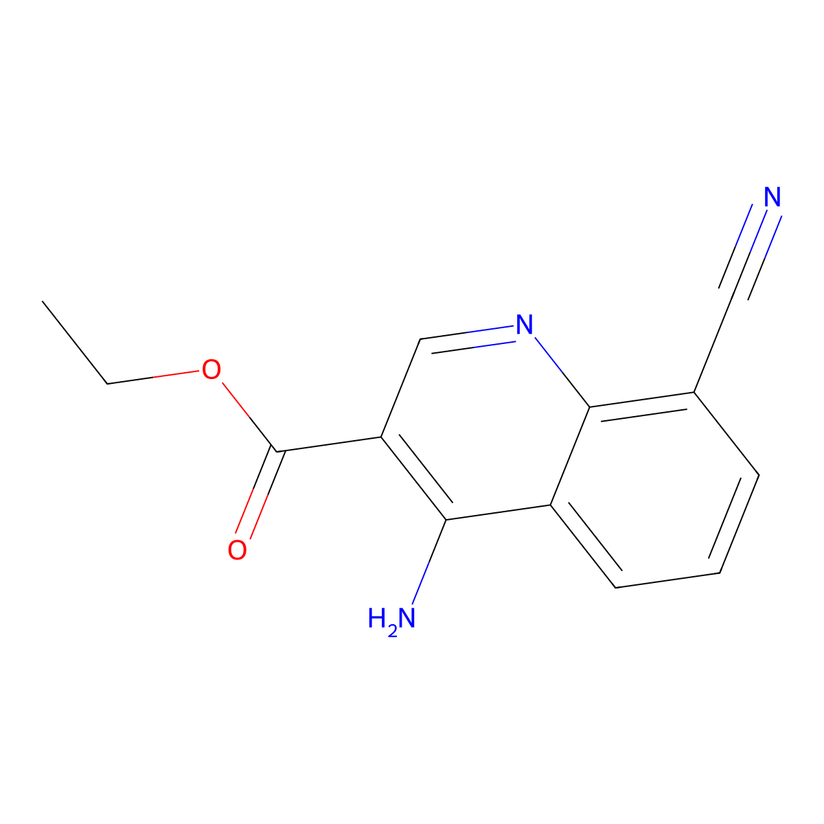 Ethyl 4-amino-8-cyanoquinoline-3-carboxylate molecular structure, CAS 1279209-02-7