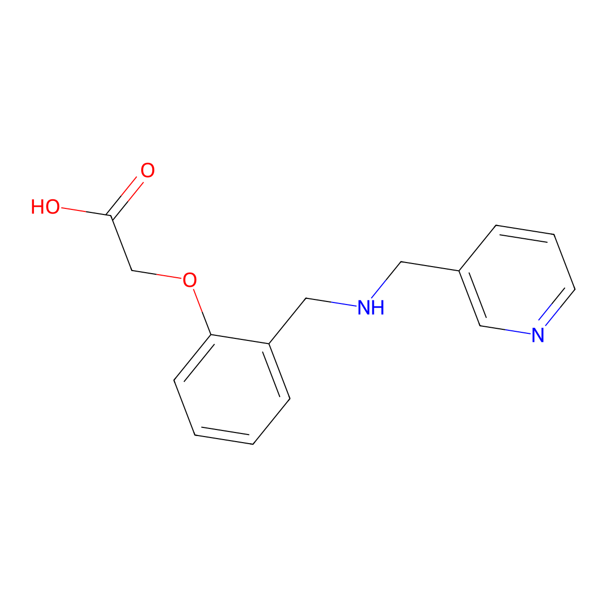 (2-{[(3-Pyridinylmethyl)amino]methyl}phenoxy)acetic acid molecular structure, CAS 1279210-39-7
