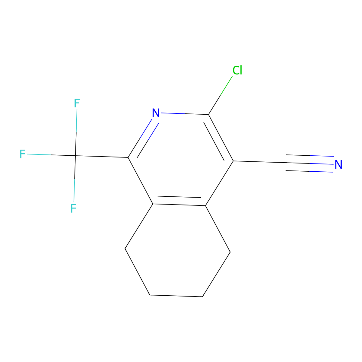 3-Chloro-1-(trifluoromethyl)-5,6,7,8-tetrahydroisoquinoline-4-carbonitrile molecular structure, CAS 1279214-67-3