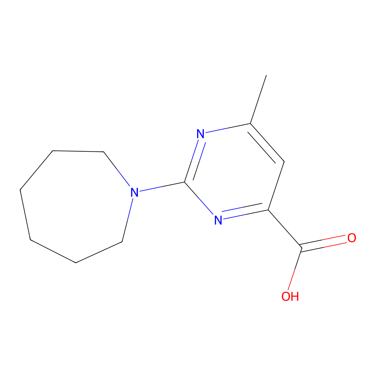 2-(Azepan-1-yl)-6-methylpyrimidine-4-carboxylic acid molecular structure, CAS 1279215-02-9