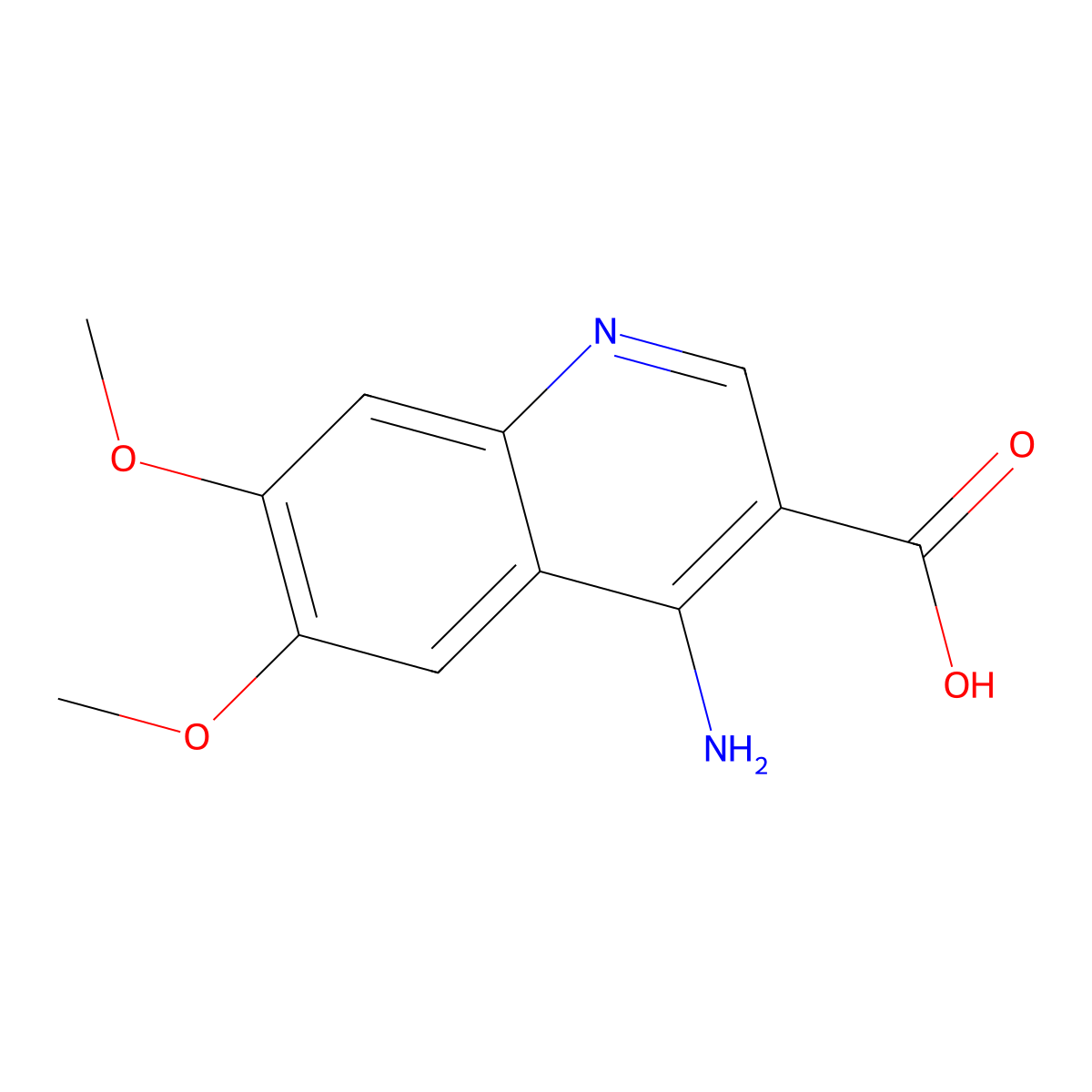 4-Amino-6,7-dimethoxyquinoline-3-carboxylic acid molecular structure, CAS 1279216-52-2