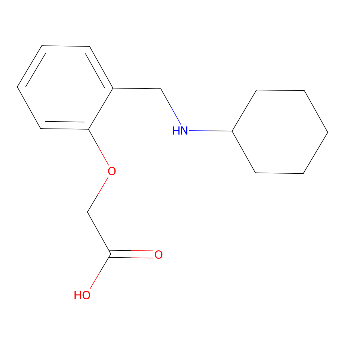 {2-[(Cyclohexylamino)methyl]phenoxy}acetic acid molecular structure, CAS 1279217-11-6