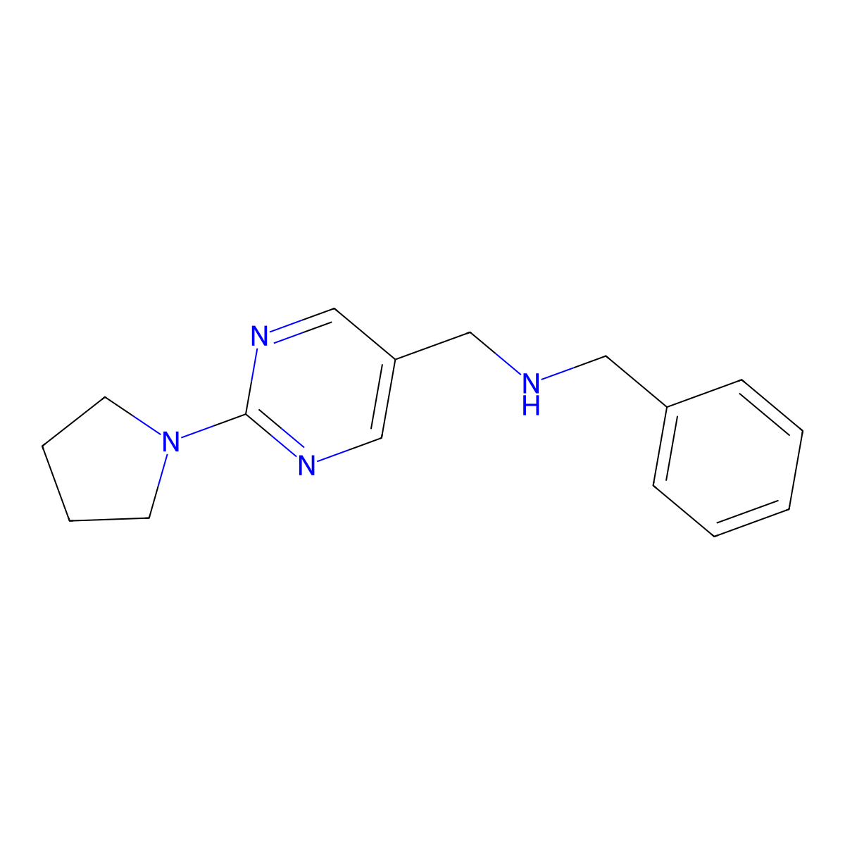 N-Benzyl-1-(2-(pyrrolidin-1-yl)pyrimidin-5-yl)methanamine molecular structure, CAS 1279217-13-8