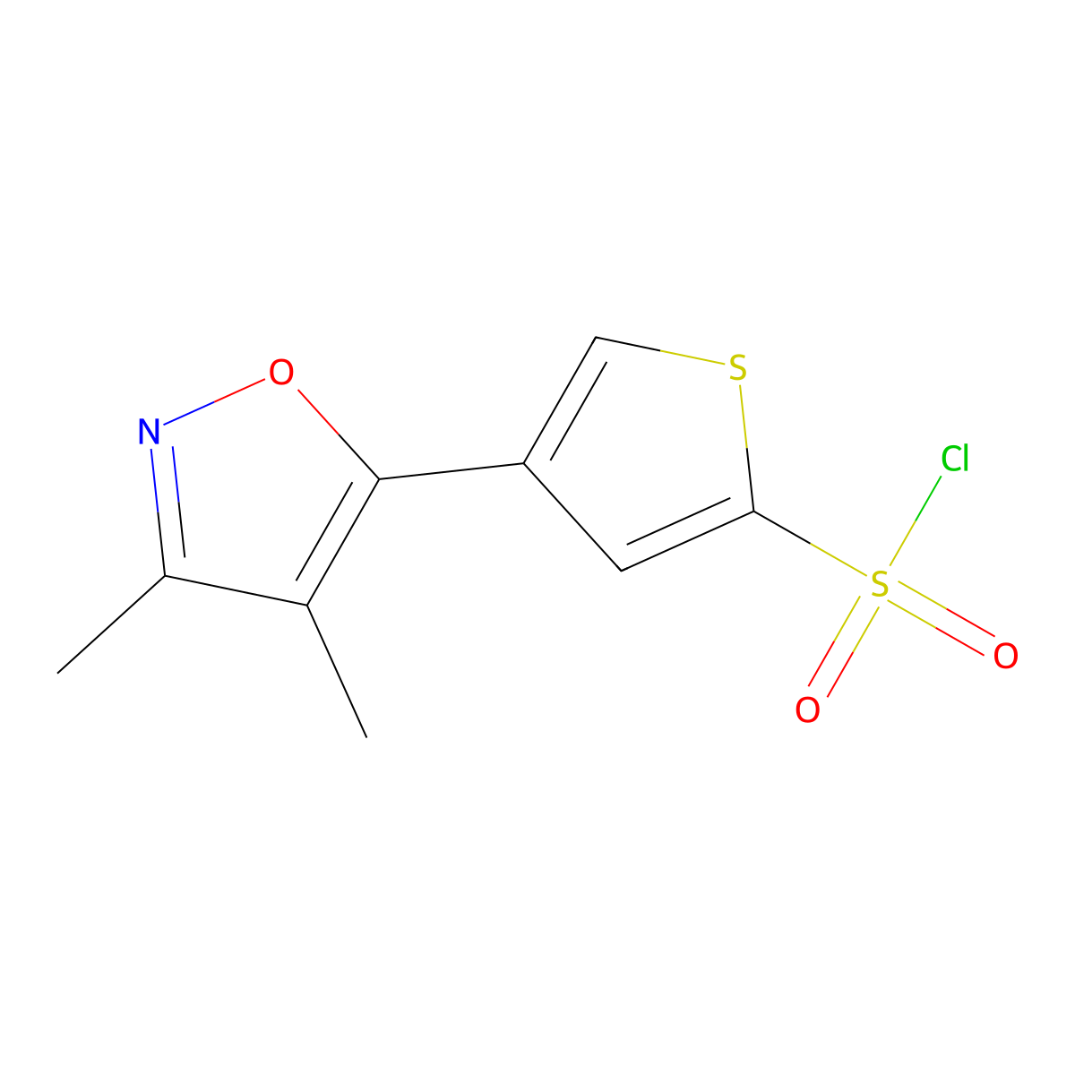 4-(3,4-Dimethylisoxazol-5-yl)thiophene-2-sulfonyl chloride molecular structure, CAS 1279219-03-2