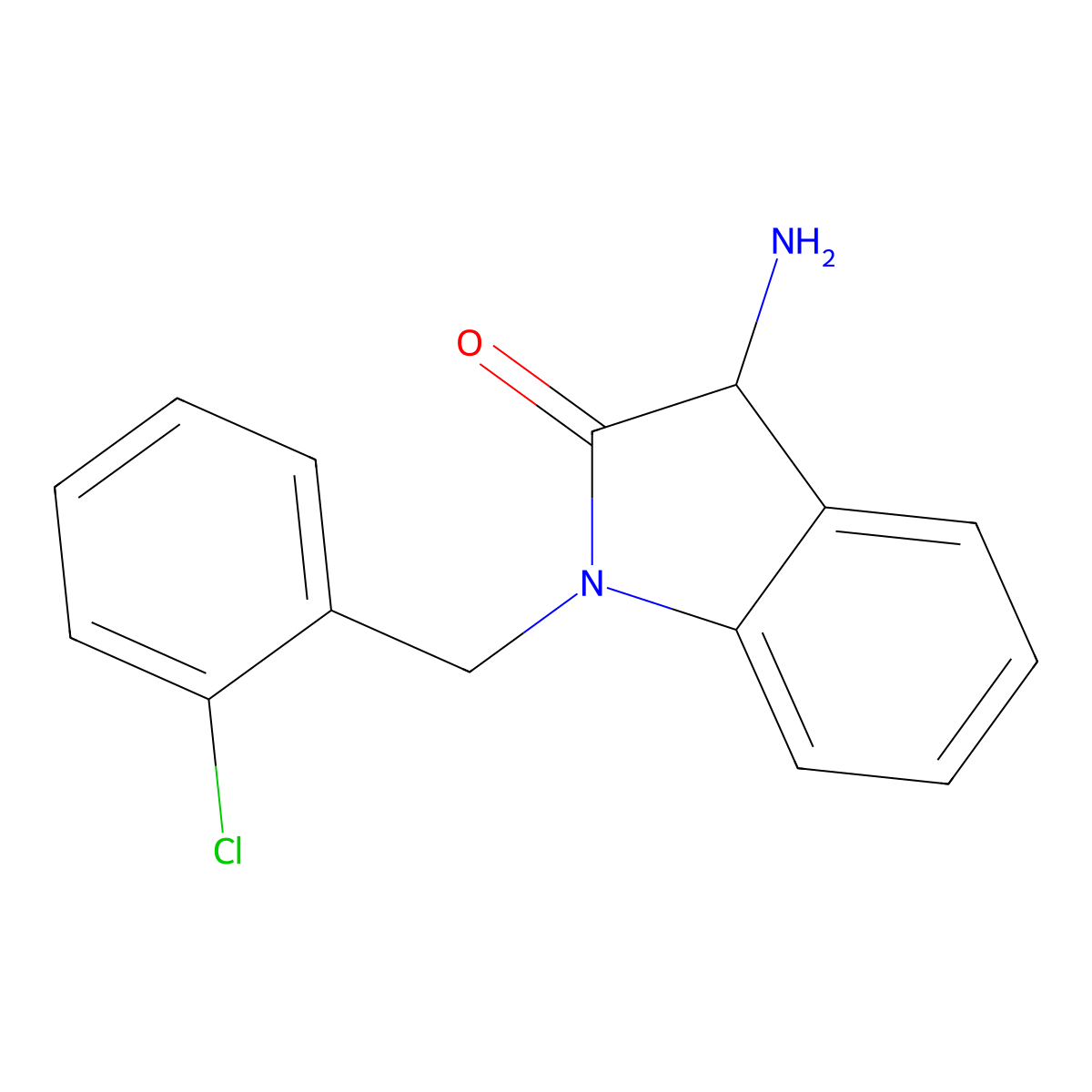 3-amino-1-(2-chlorobenzyl)-1,3-dihydro-2H-indol-2-one molecular structure, CAS 1279219-05-4