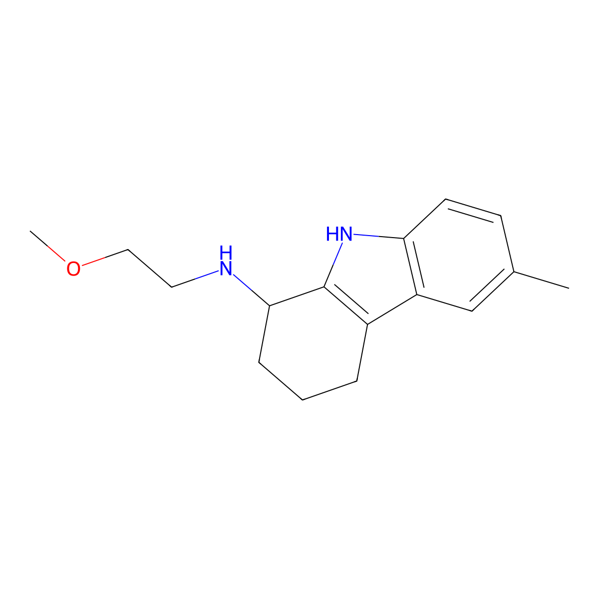 N-(2-methoxyethyl)-6-methyl-2,3,4,9-tetrahydro-1H-carbazol-1-amine molecular structure, CAS 1279219-07-6