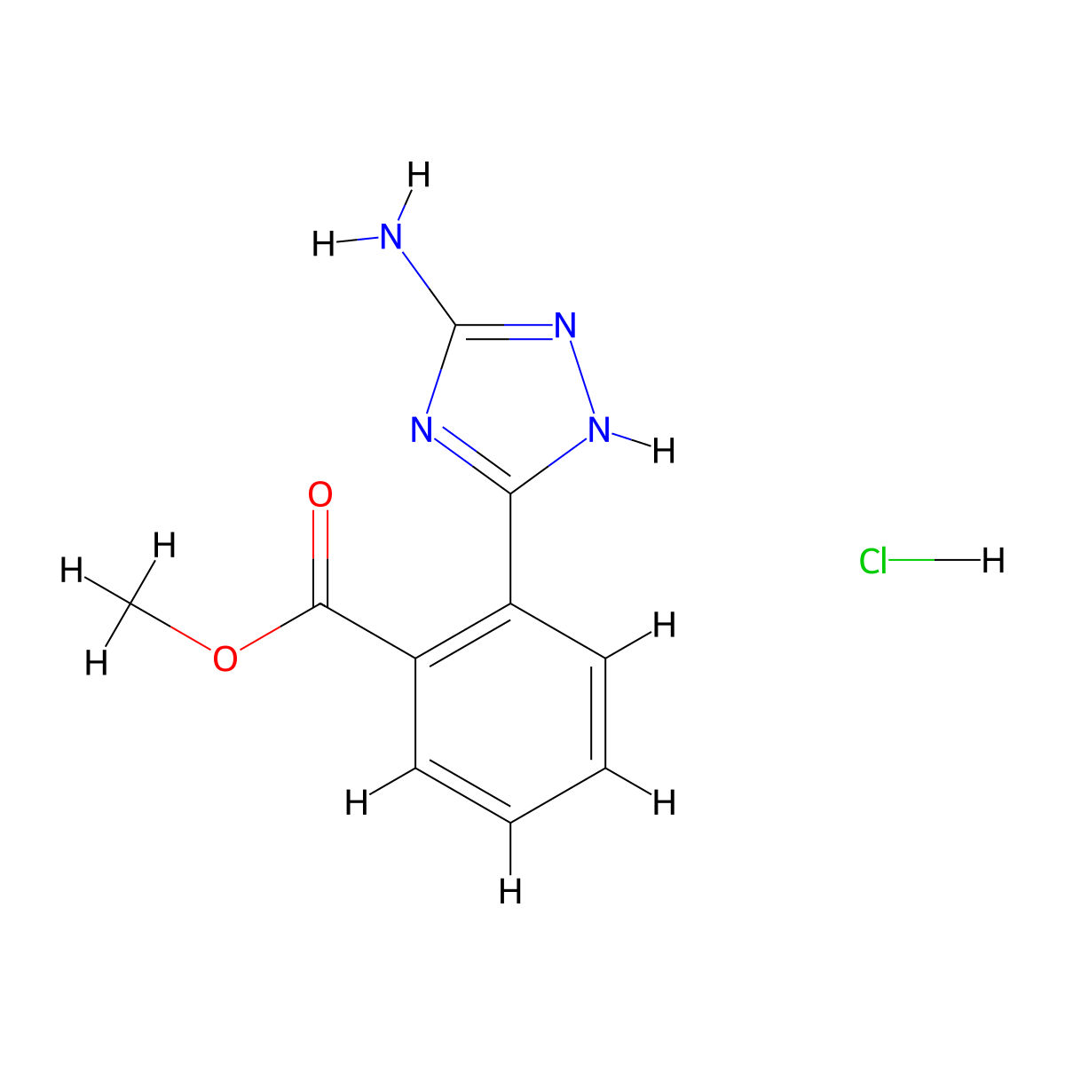 methyl 2-(5-amino-1H-1,2,4-triazol-3-yl)benzoate hydrochloride molecular structure, CAS 1279219-12-3
