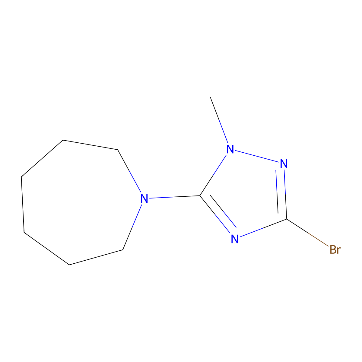 1-(3-bromo-1-methyl-1H-1,2,4-triazol-5-yl)azepane molecular structure, CAS 1279219-13-4