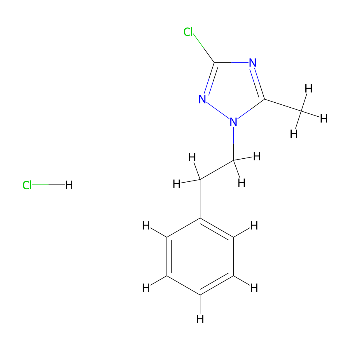 3-chloro-5-methyl-1-phenethyl-1H-1,2,4-triazole hydrochloride molecular structure, CAS 1279219-14-5