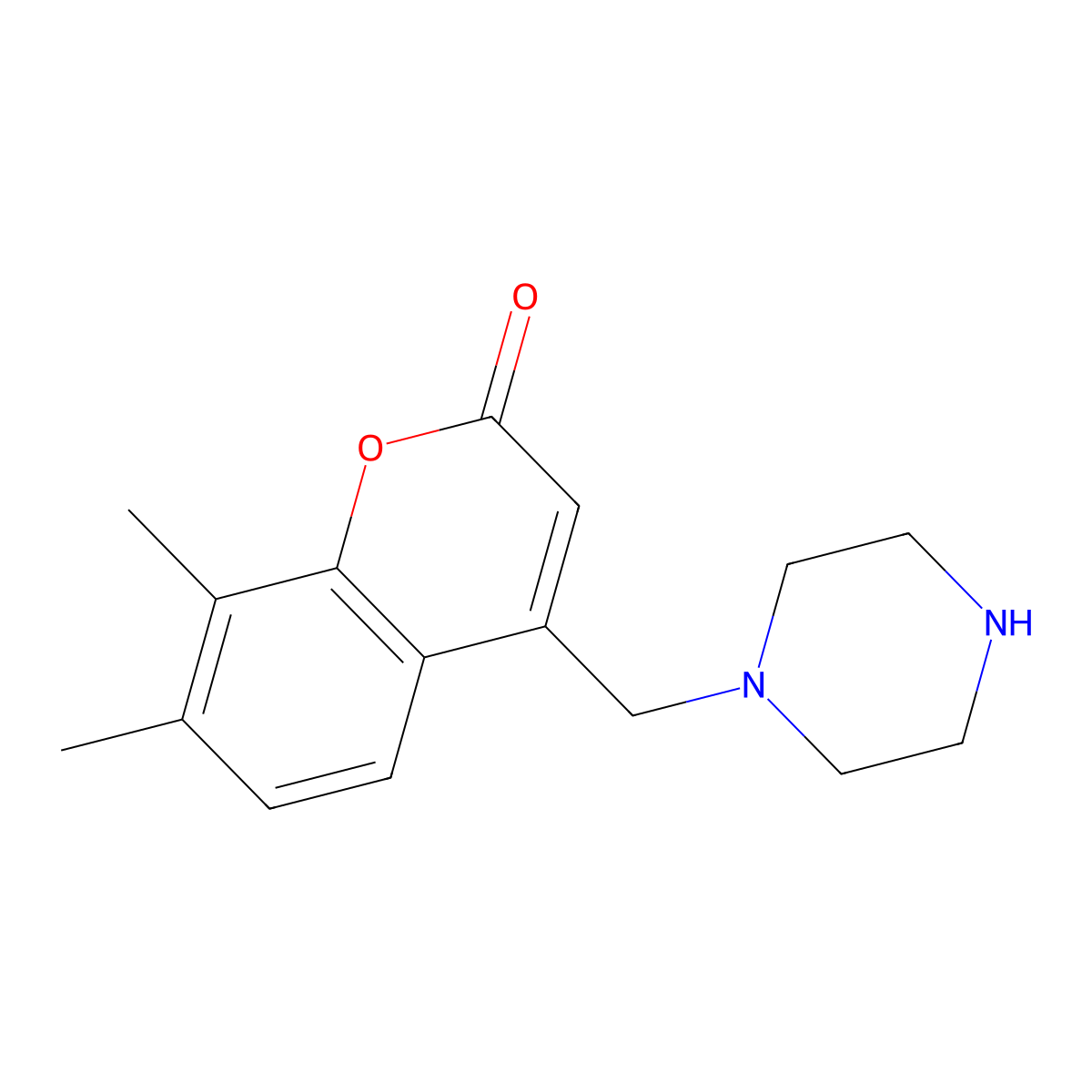 7,8-dimethyl-4-(piperazin-1-ylmethyl)-2H-chromen-2-one molecular structure, CAS 1279219-15-6