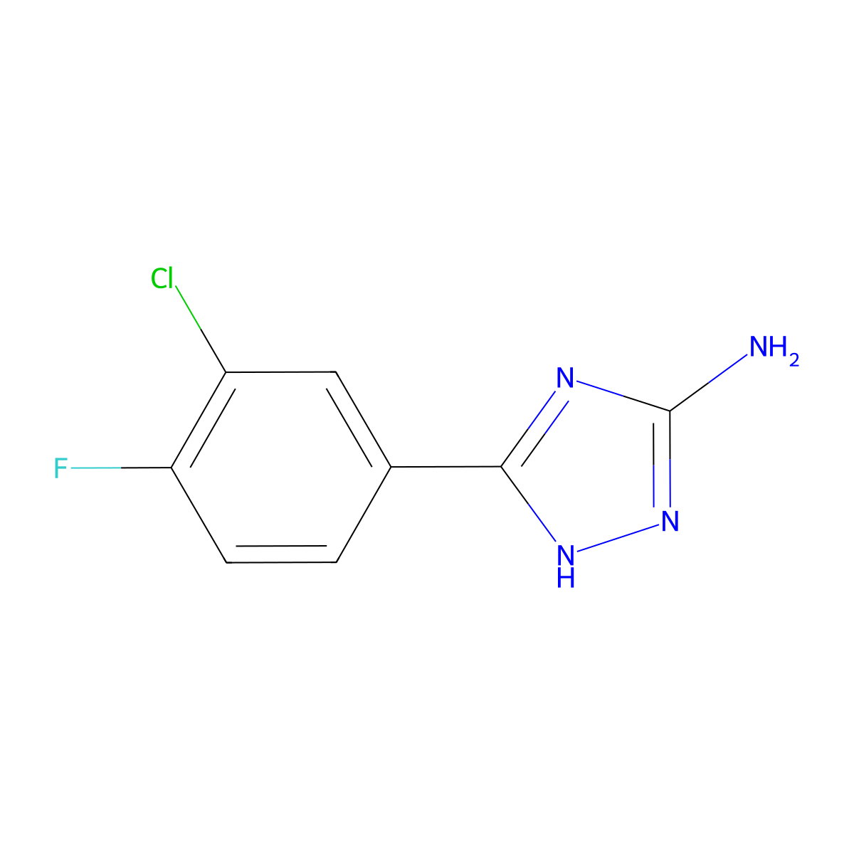 5-(3-chloro-4-fluorophenyl)-1H-1,2,4-triazol-3-amine molecular structure, CAS 1279219-23-6