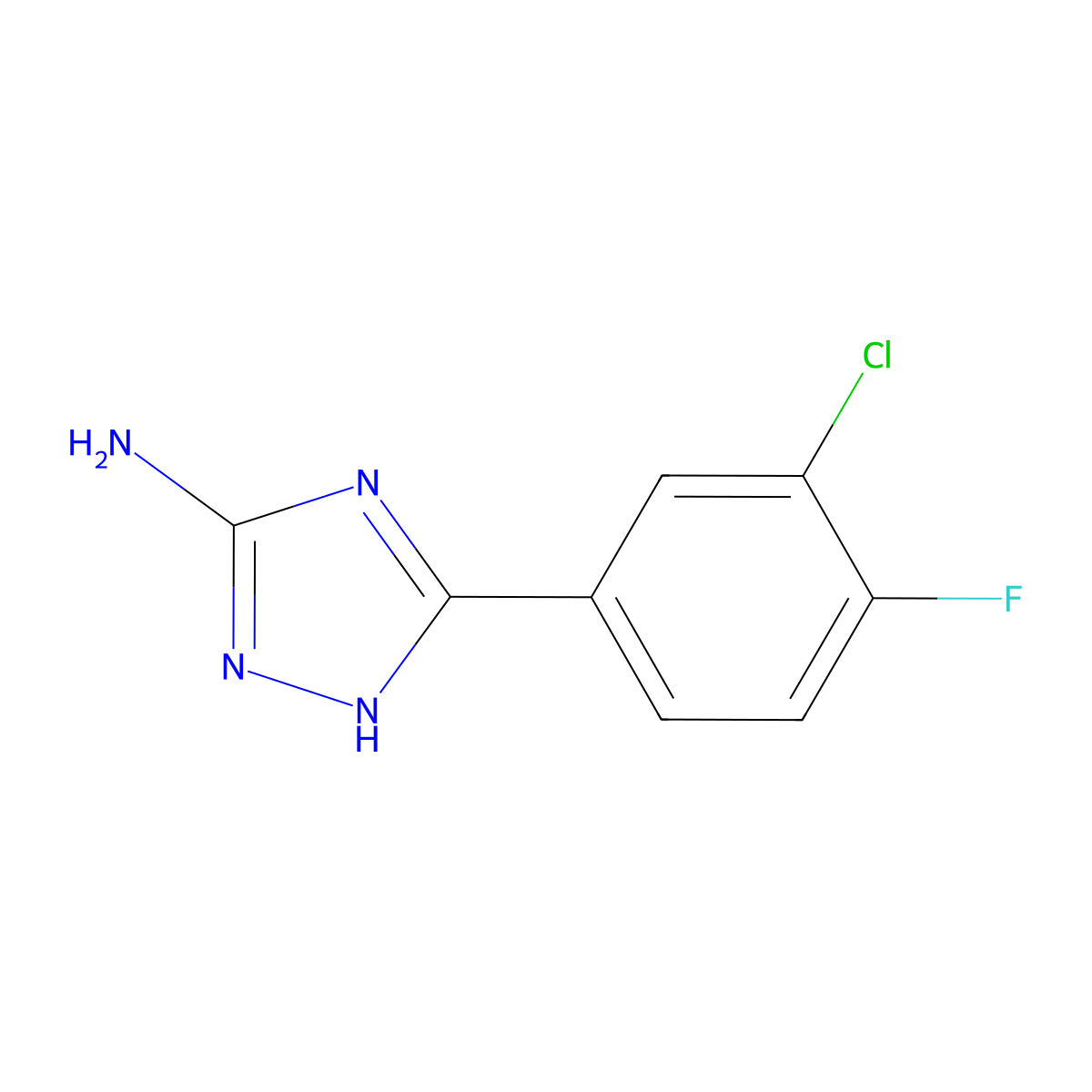 5-(3-chloro-4-fluorophenyl)-1H-1,2,4-triazol-3-amine molecular structure, CAS 1279219-23-6