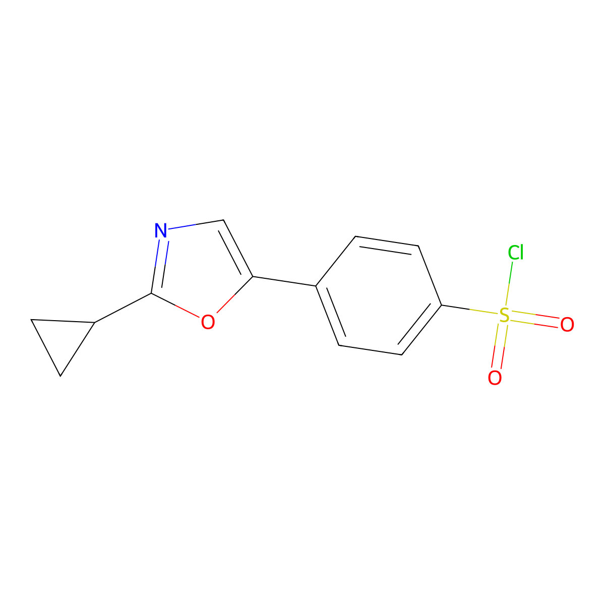 4-(2-Cyclopropyl-1,3-oxazol-5-yl)benzenesulfonyl chloride molecular structure, CAS 1279219-24-7