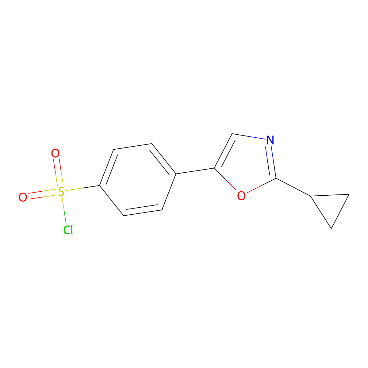 4-(2-Cyclopropyl-1,3-oxazol-5-yl)benzenesulfonyl chloride molecular structure, CAS 1279219-24-7