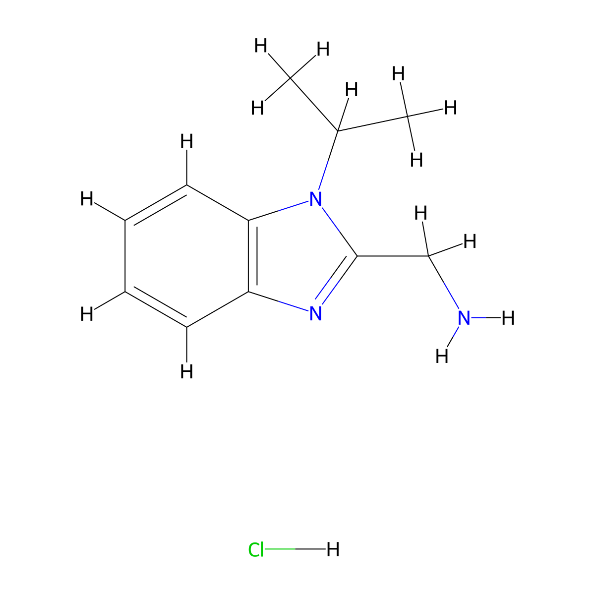 (1-isopropyl-1H-benzo[d]imidazol-2-yl)methanamine hydrochloride molecular structure, CAS 1279219-31-6