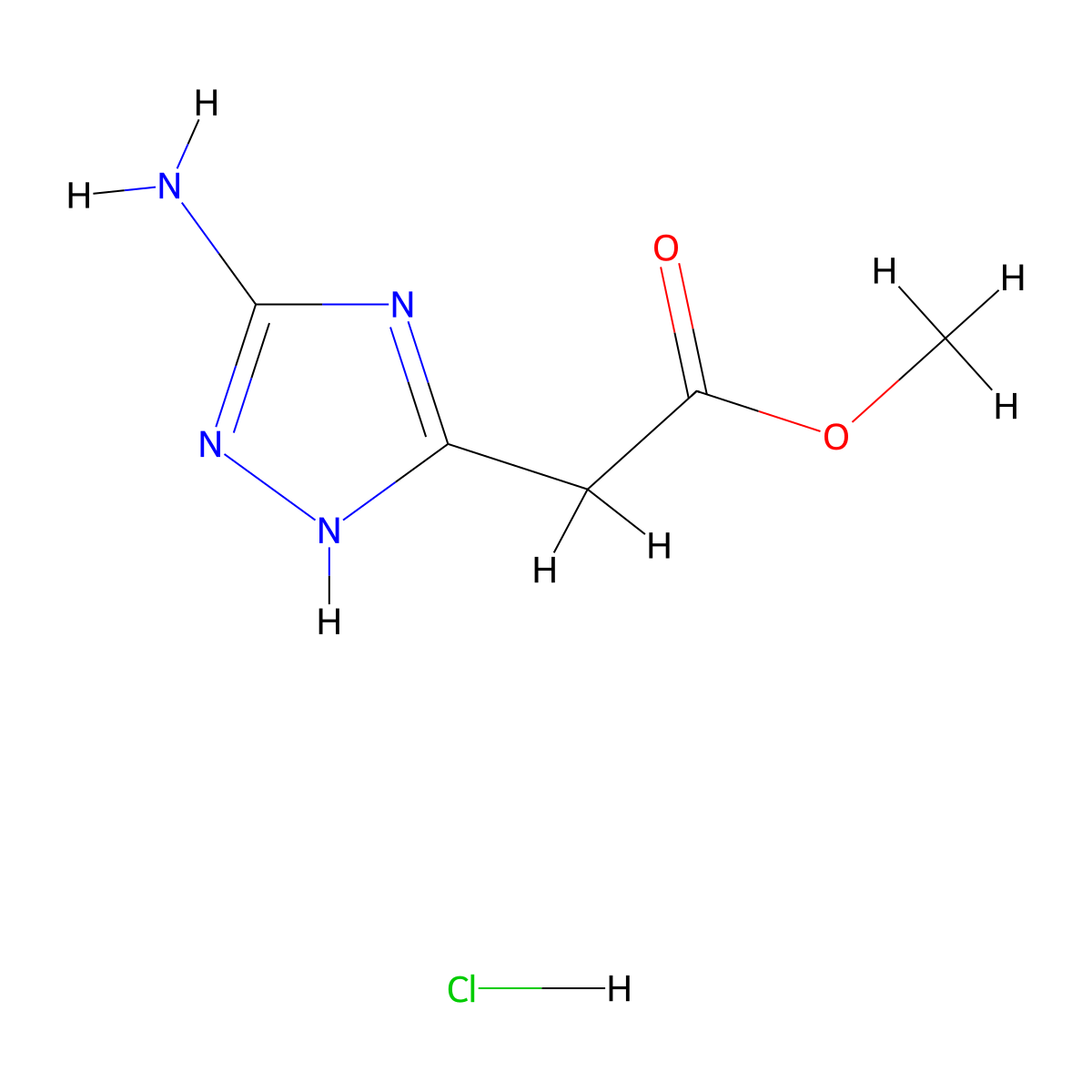 methyl (3-amino-1H-1,2,4-triazol-5-yl)acetate hydrochloride molecular structure, CAS 1279219-32-7