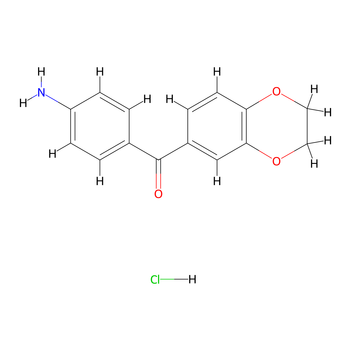 (4-Aminophenyl)(2,3-dihydro-1,4-benzodioxin-6-yl)methanone hydrochloride molecular structure, CAS 1279219-36-1