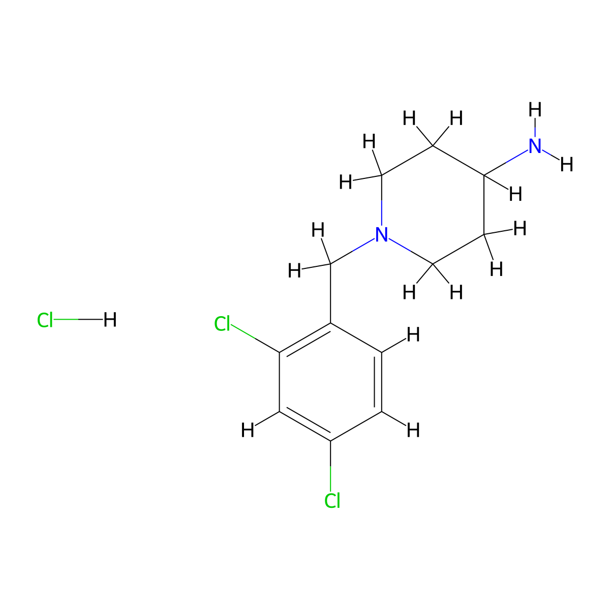1-(2,4-Dichlorobenzyl)piperidin-4-amine hydrochloride molecular structure, CAS 1279219-42-9