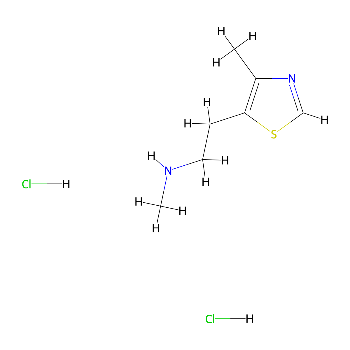N-methyl-2-(4-methylthiazol-5-yl)ethan-1-amine dihydrochloride molecular structure, CAS 1279219-48-5