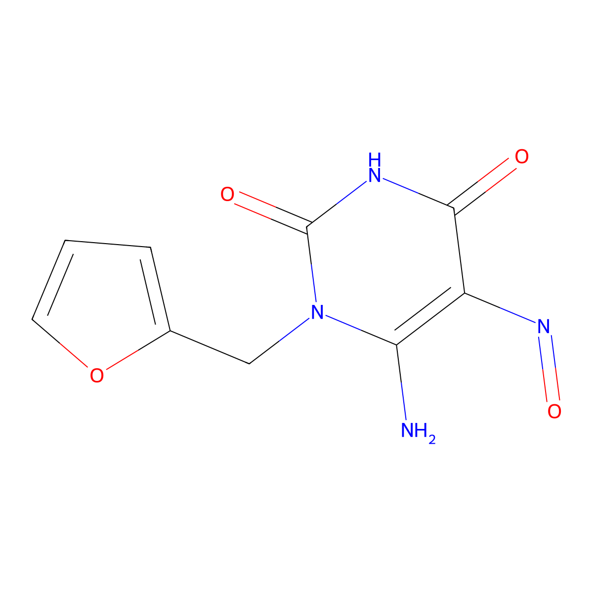 6-amino-1-(furan-2-ylmethyl)-5-nitrosopyrimidine-2,4(1H,3H)-dione molecular structure, CAS 1279219-53-2