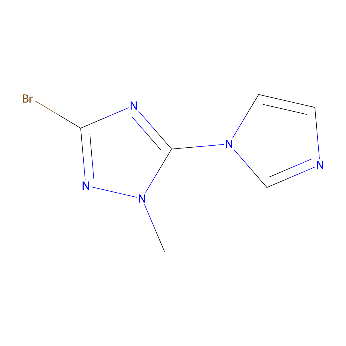 3-bromo-5-(1H-imidazol-1-yl)-1-methyl-1H-1,2,4-triazole molecular structure, CAS 1279219-58-7