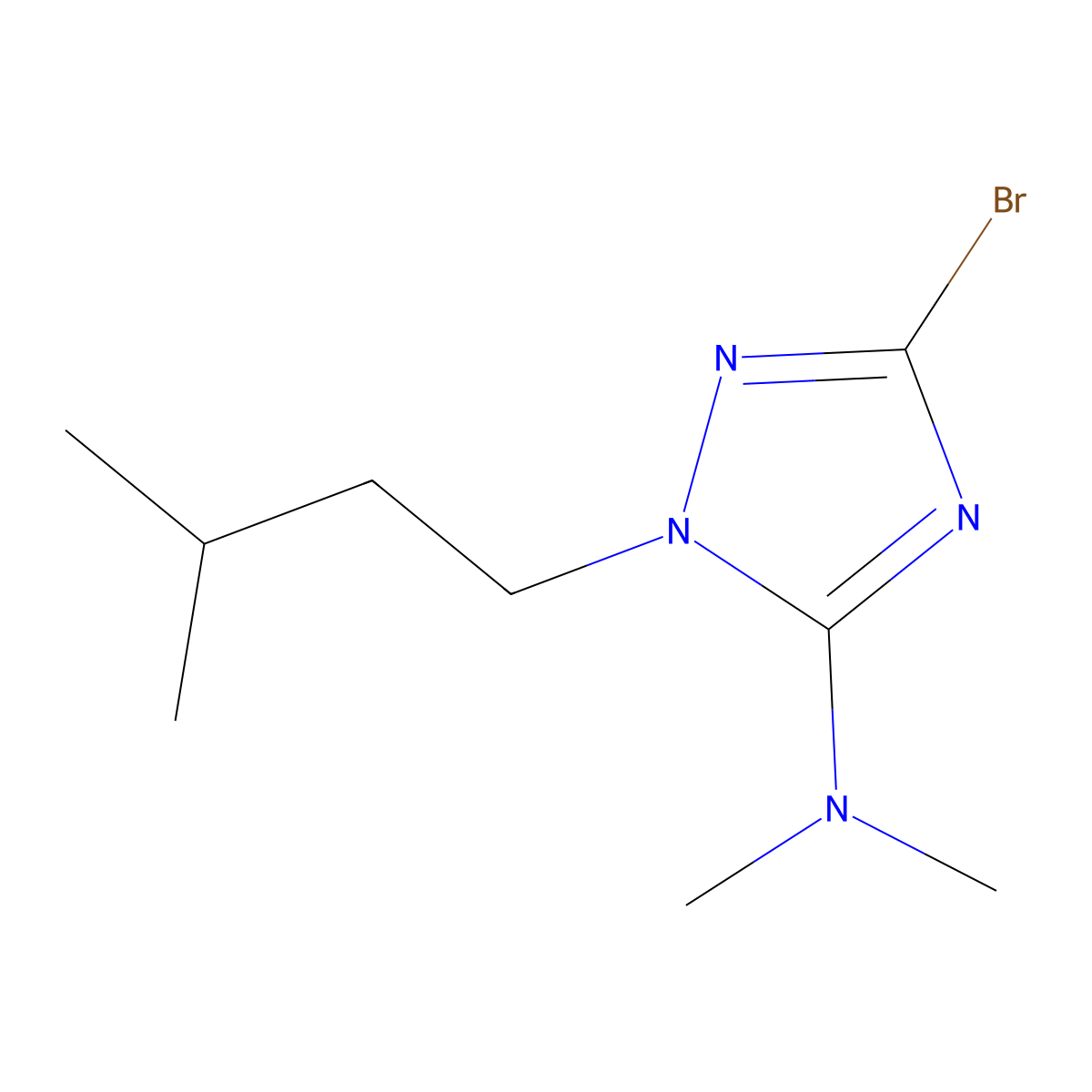 3-bromo-1-isopentyl-N,N-dimethyl-1H-1,2,4-triazol-5-amine molecular structure, CAS 1279219-60-1