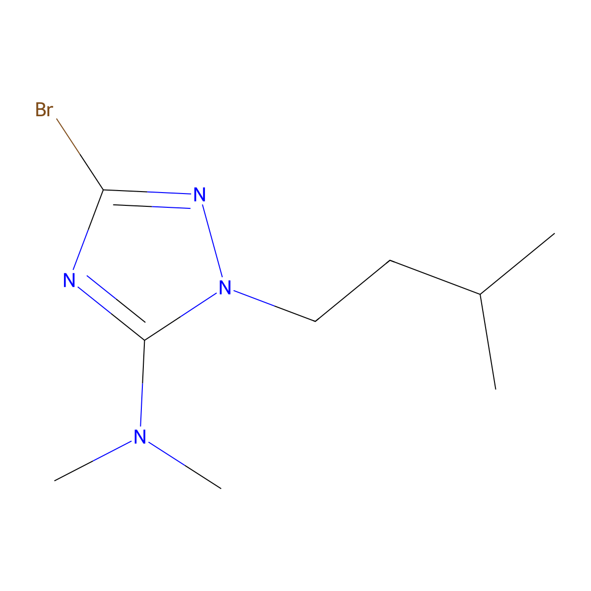 3-bromo-1-isopentyl-N,N-dimethyl-1H-1,2,4-triazol-5-amine molecular structure, CAS 1279219-60-1