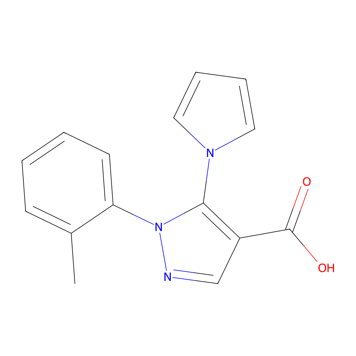 1-(2-methylphenyl)-5-(1H-pyrrol-1-yl)-1H-pyrazole-4-carboxylic acid molecular structure, CAS 1279219-64-5