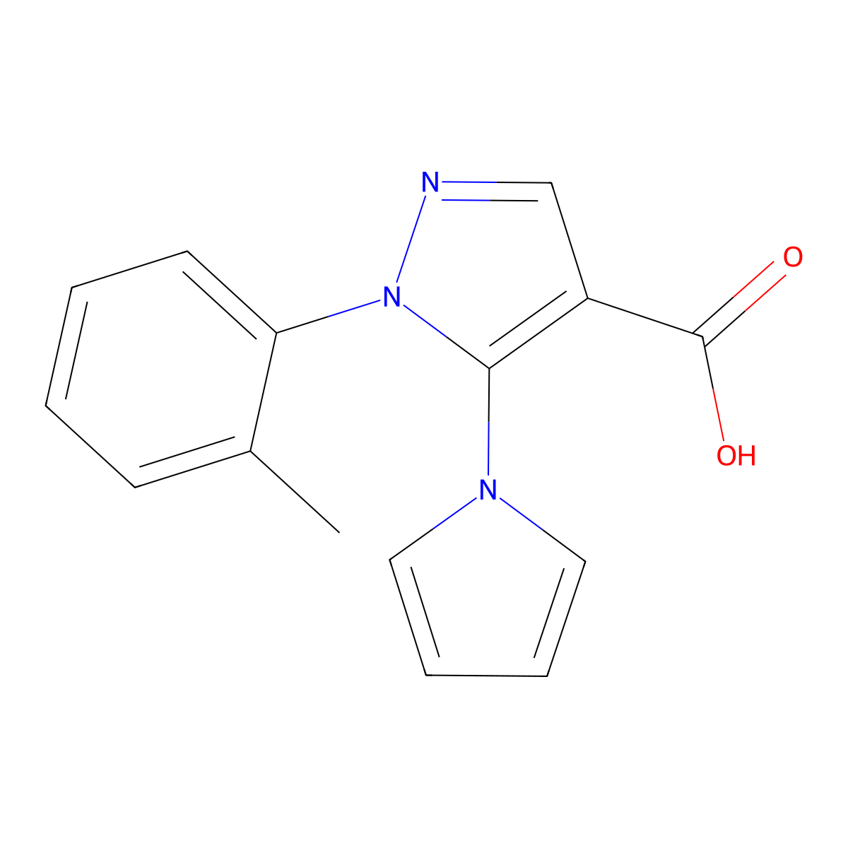 1-(2-methylphenyl)-5-(1H-pyrrol-1-yl)-1H-pyrazole-4-carboxylic acid molecular structure, CAS 1279219-64-5