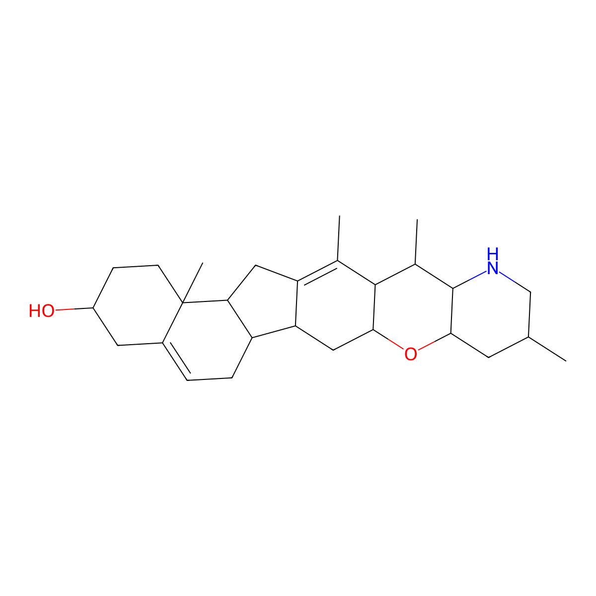 (3S,6aS,6bS,8aR,10S,12aS,13S,13aS,15aS,15bR)-10,13,14,15b-tetramethyl-1,2,3,4,6,6a,6b,7,7a,8a,9,10,11,12,12a,13,13a,15,15a,15b-icosahydrobenzo[4',5']indeno[2',1':6,7]chromeno[3,2-b]pyridin-3-ol molecular structure, CAS 1279220-13-1