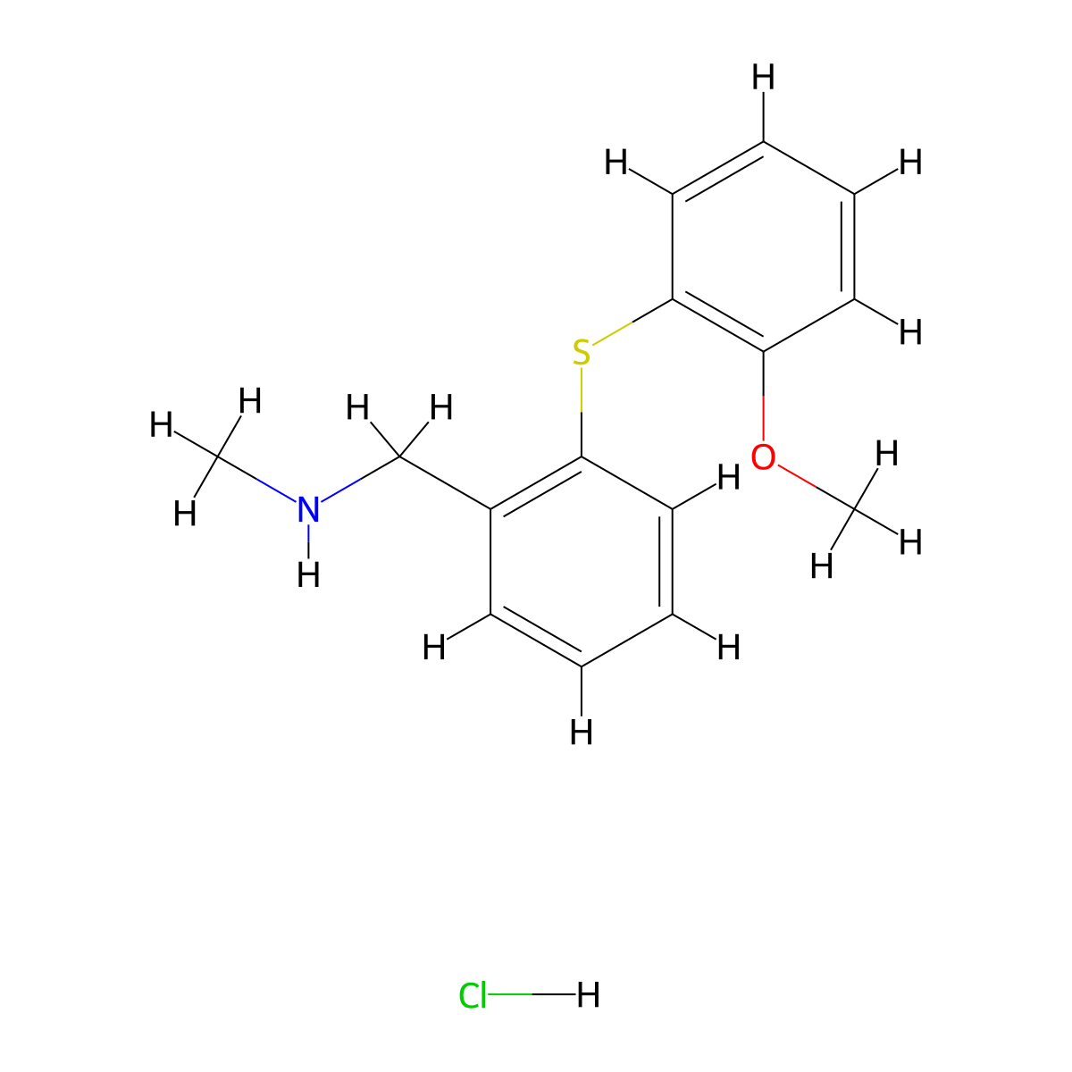 Benzenemethanamine, 2-((2-methoxyphenyl)thio)-N-methyl-, hydrochloride molecular structure, CAS 127926-83-4