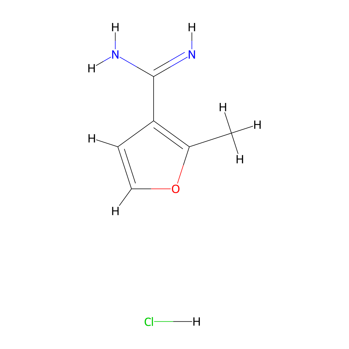 2-Methylfuran-3-carboximidamide--hydrogen chloride (1/1) molecular structure, CAS 127929-98-0