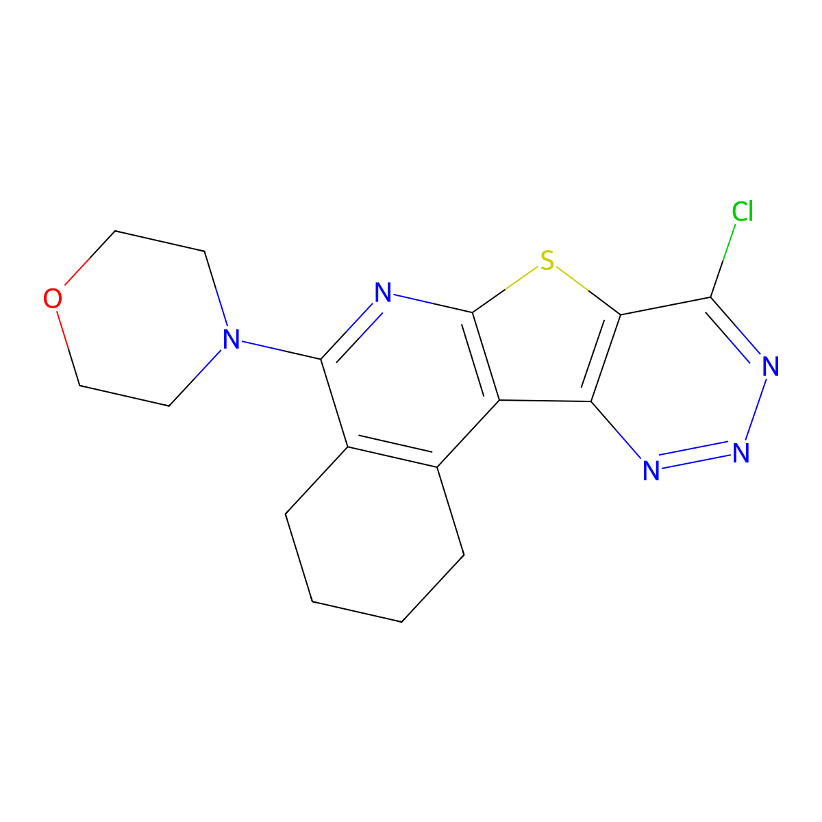 4-(8-Chloro-1,2,3,4-tetrahydro-[1,2,3]triazino[4',5':4,5]thieno[2,3-c]isoquinolin-5-yl)morpholine molecular structure, CAS 127941-40-6