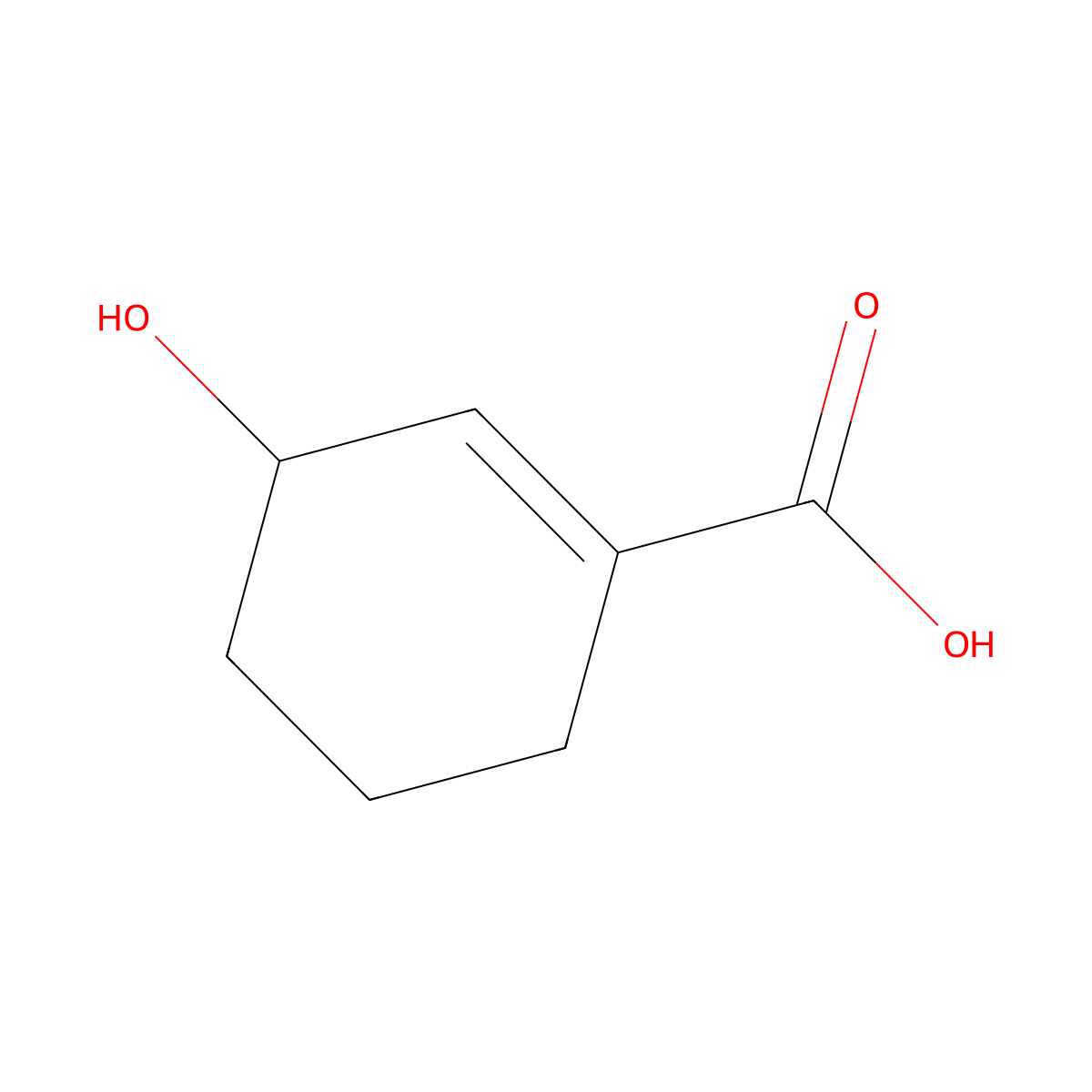 3-Hydroxycyclohex-1-ene-1-carboxylic acid molecular structure, CAS 127943-85-5
