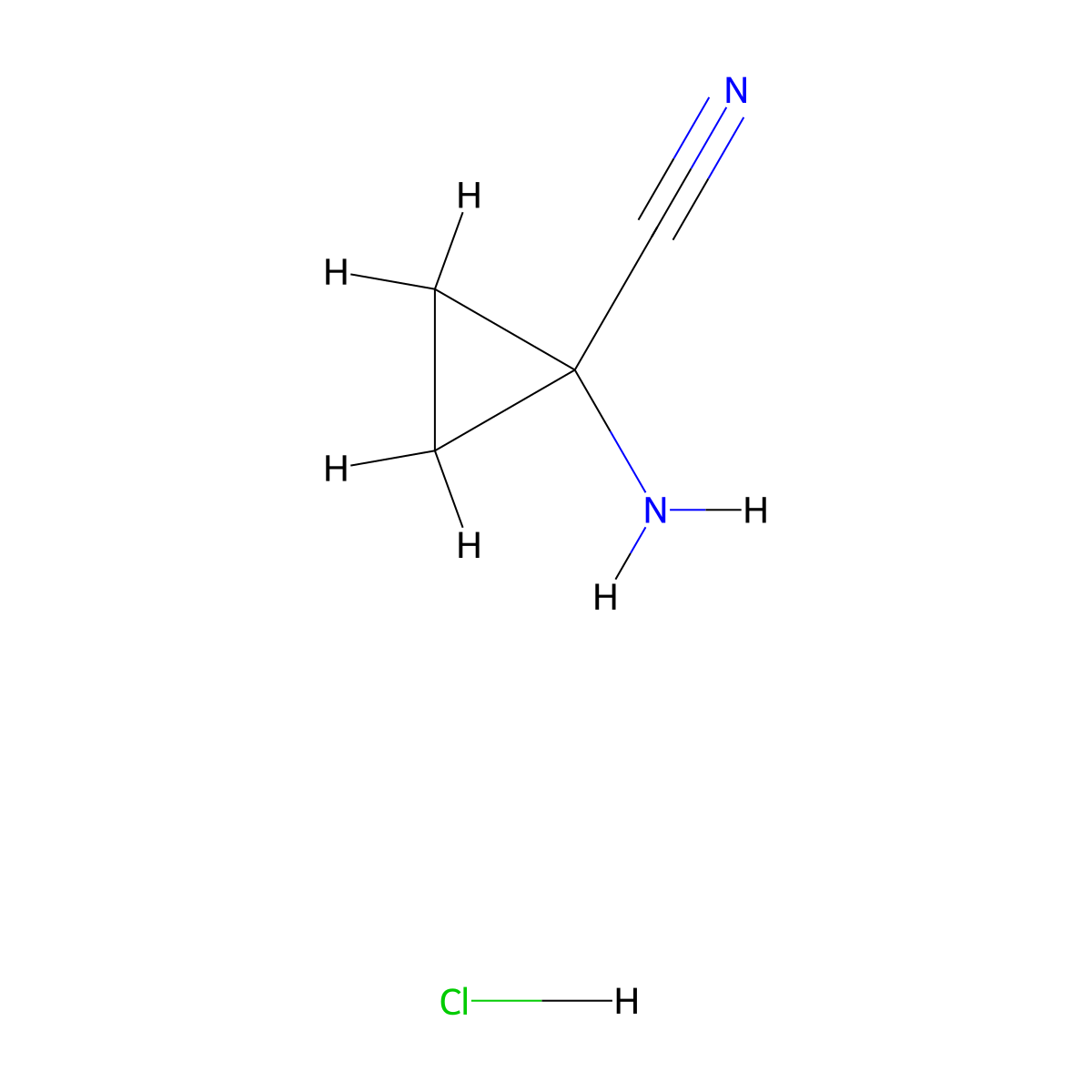 1-Amino-1-cyclopropanecarbonitrile hydrochloride molecular structure, CAS 127946-77-4