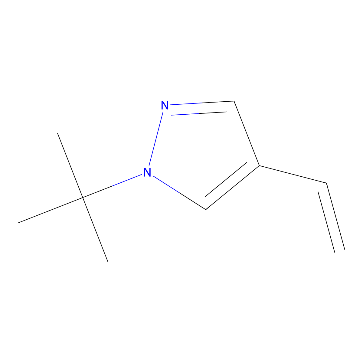 1-tert-butyl-4-ethenyl-1H-pyrazole molecular structure, CAS 127948-97-4