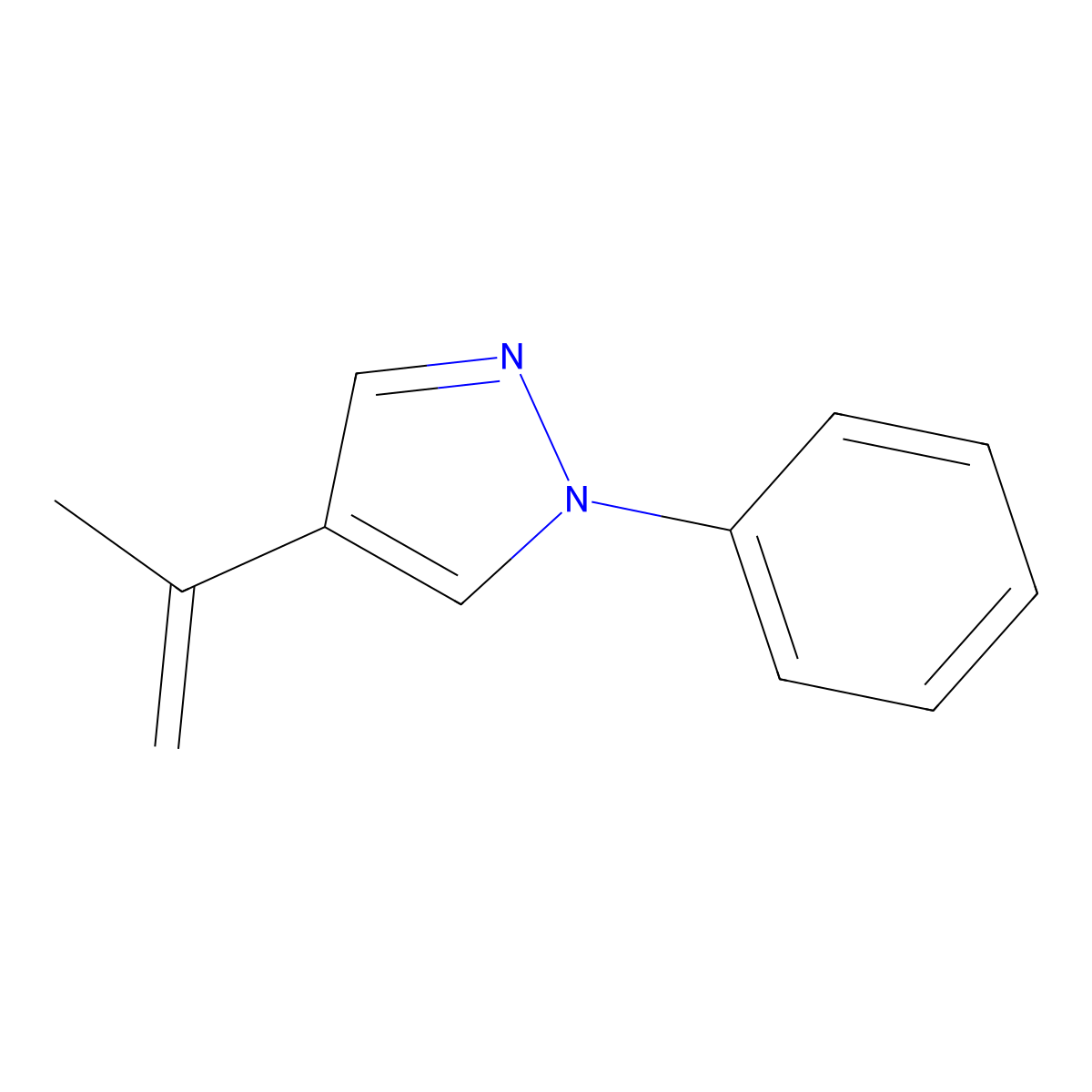 4-(1-Methylethenyl)-1-phenyl-1H-pyrazole molecular structure, CAS 127949-07-9