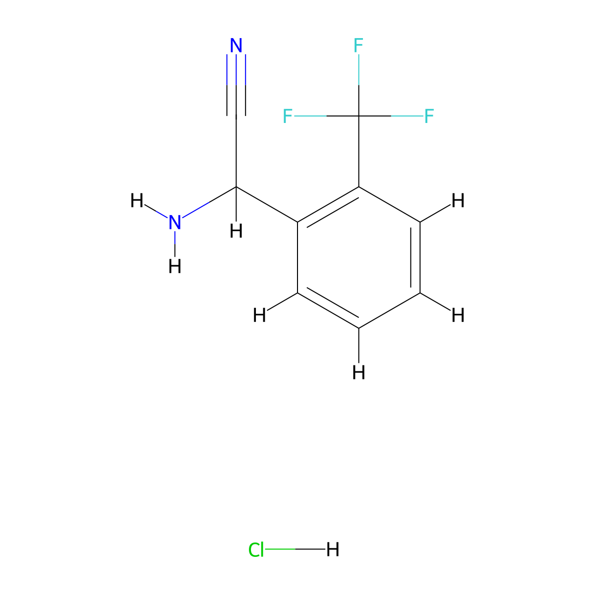 2-Amino-2-(2-(trifluoromethyl)phenyl)acetonitrile hydrochloride molecular structure, CAS 127952-87-8