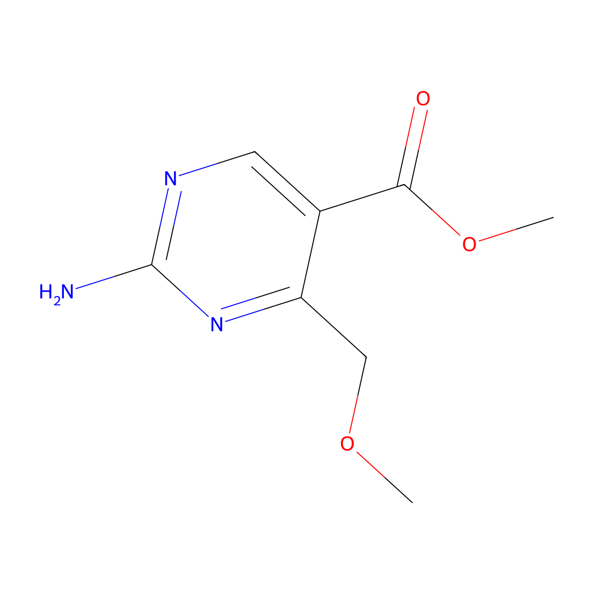 Methyl 2-amino-4-(methoxymethyl)pyrimidine-5-carboxylate molecular structure, CAS 127957-81-7