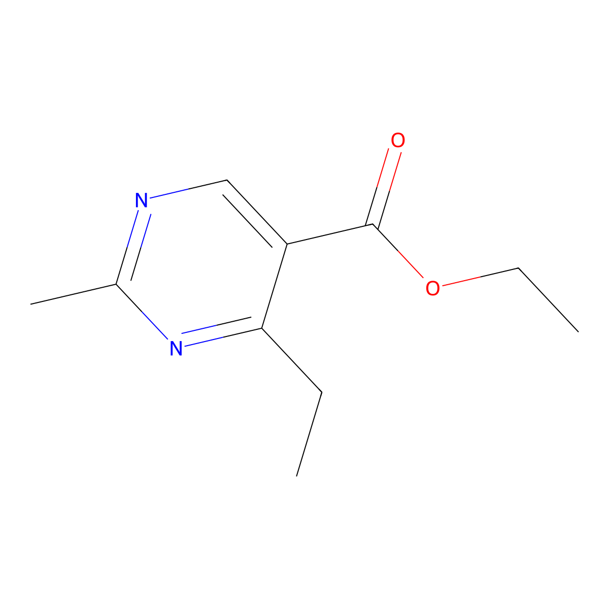 Ethyl 4-ethyl-2-methylpyrimidine-5-carboxylate molecular structure, CAS 127957-88-4