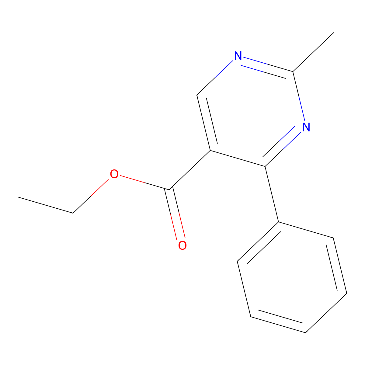 Ethyl 2-methyl-4-phenylpyrimidine-5-carboxylate molecular structure, CAS 127957-93-1