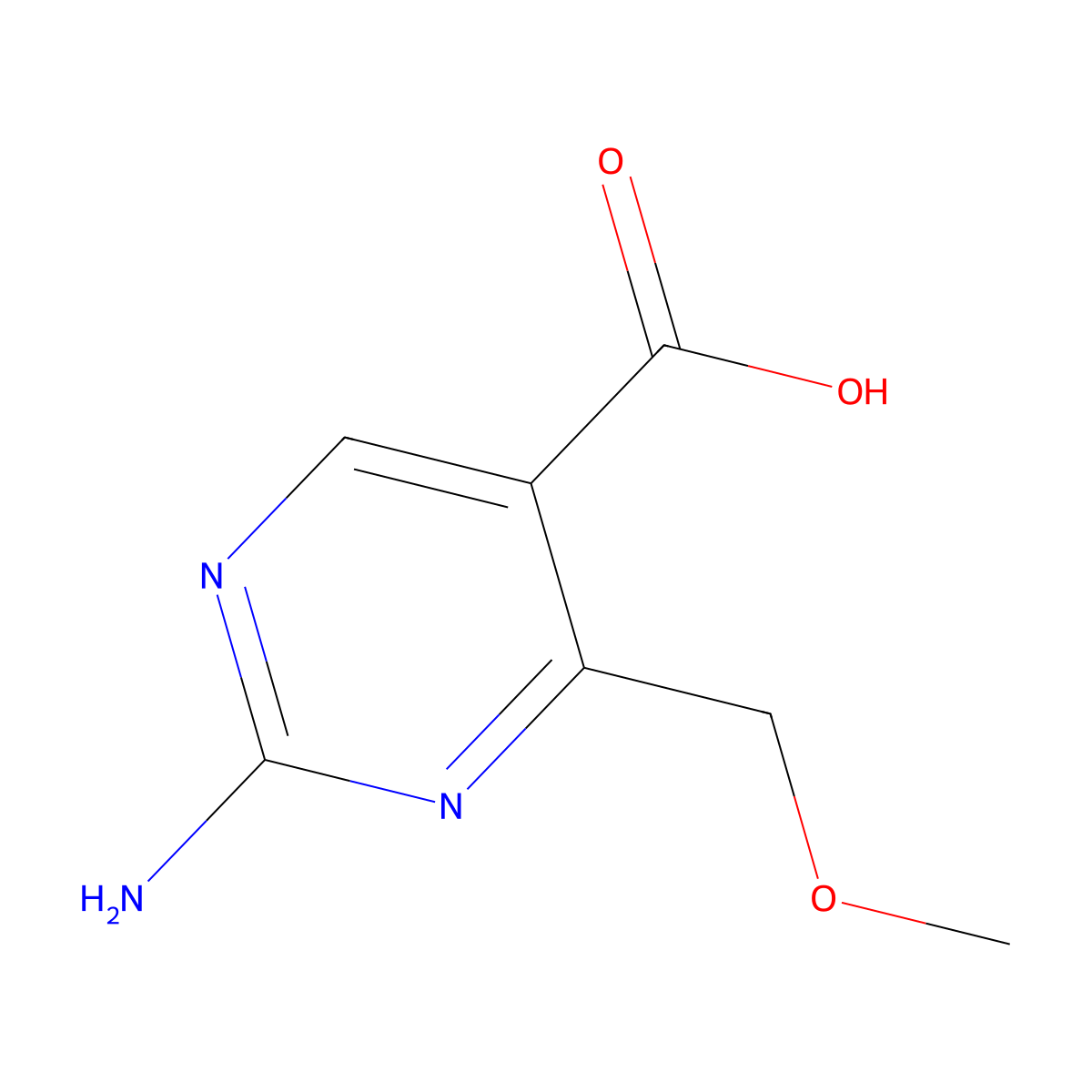 2-Amino-4-(methoxymethyl)-5-pyrimidinecarboxylic acid molecular structure, CAS 127958-00-3