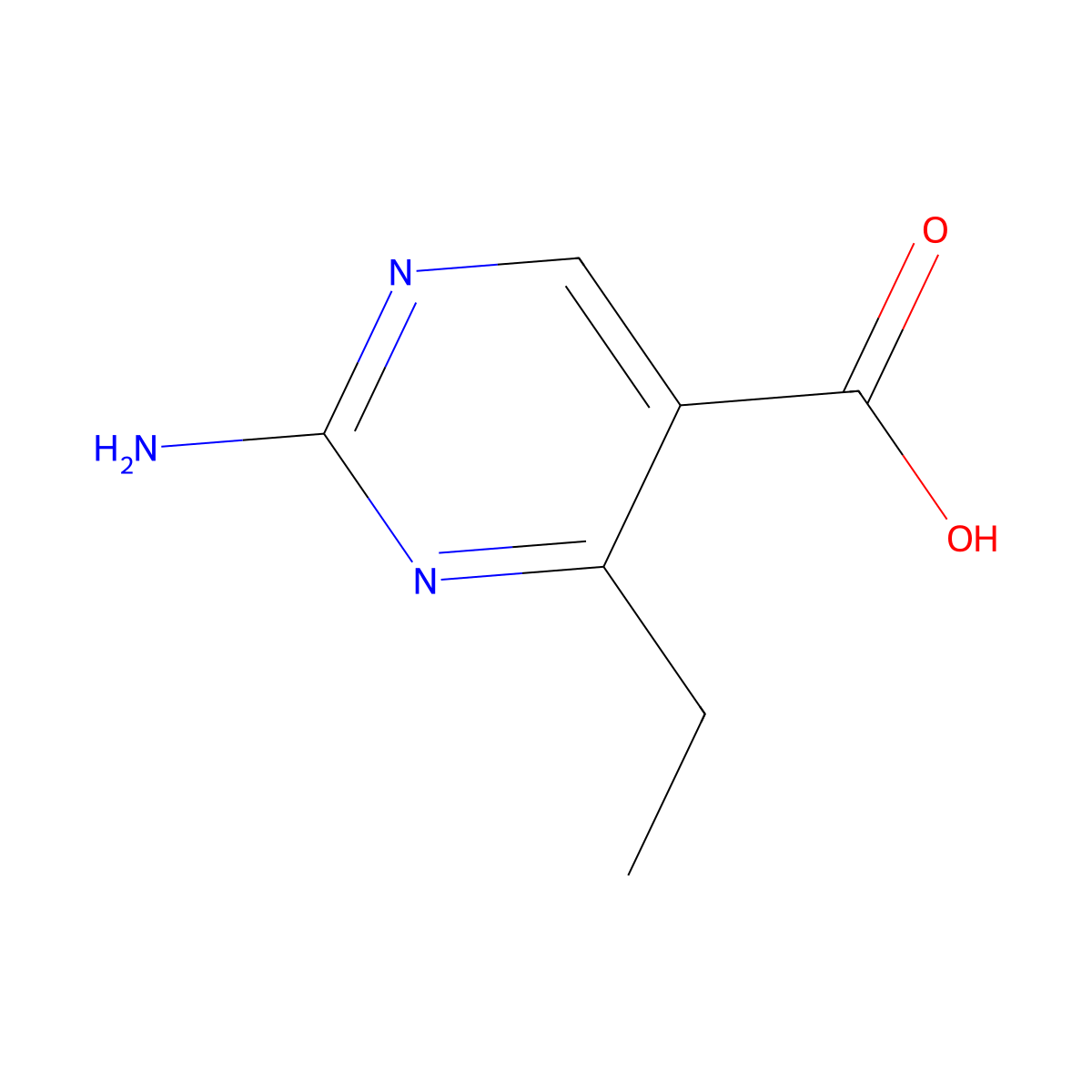 2-Amino-4-ethylpyrimidine-5-carboxylic acid molecular structure, CAS 127958-01-4
