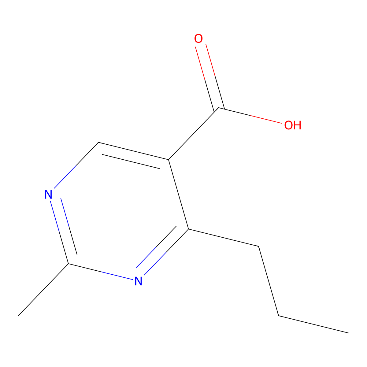 2-Methyl-4-propylpyrimidine-5-carboxylic acid molecular structure, CAS 127958-07-0