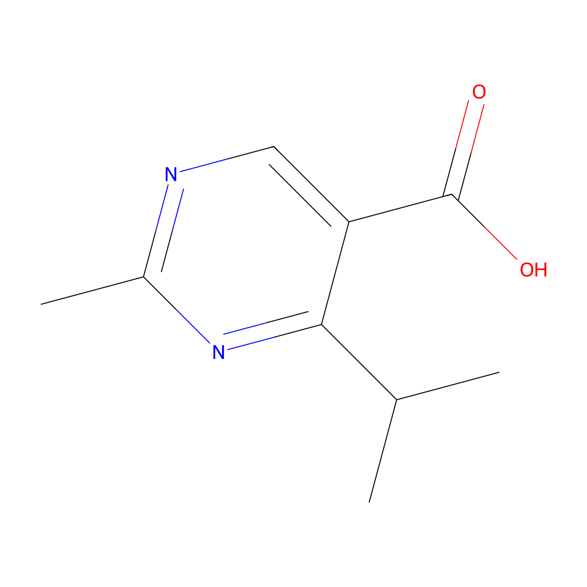 2-Methyl-4-(propan-2-yl)pyrimidine-5-carboxylic acid molecular structure, CAS 127958-08-1