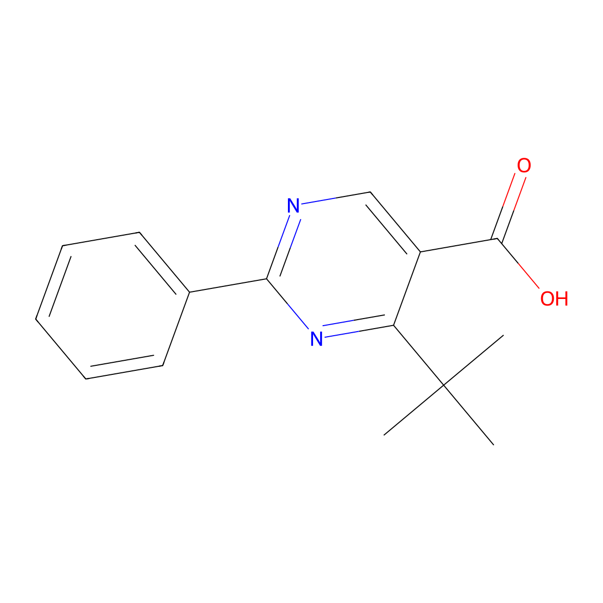 4-Tert-butyl-2-phenylpyrimidine-5-carboxylic acid molecular structure, CAS 127958-15-0