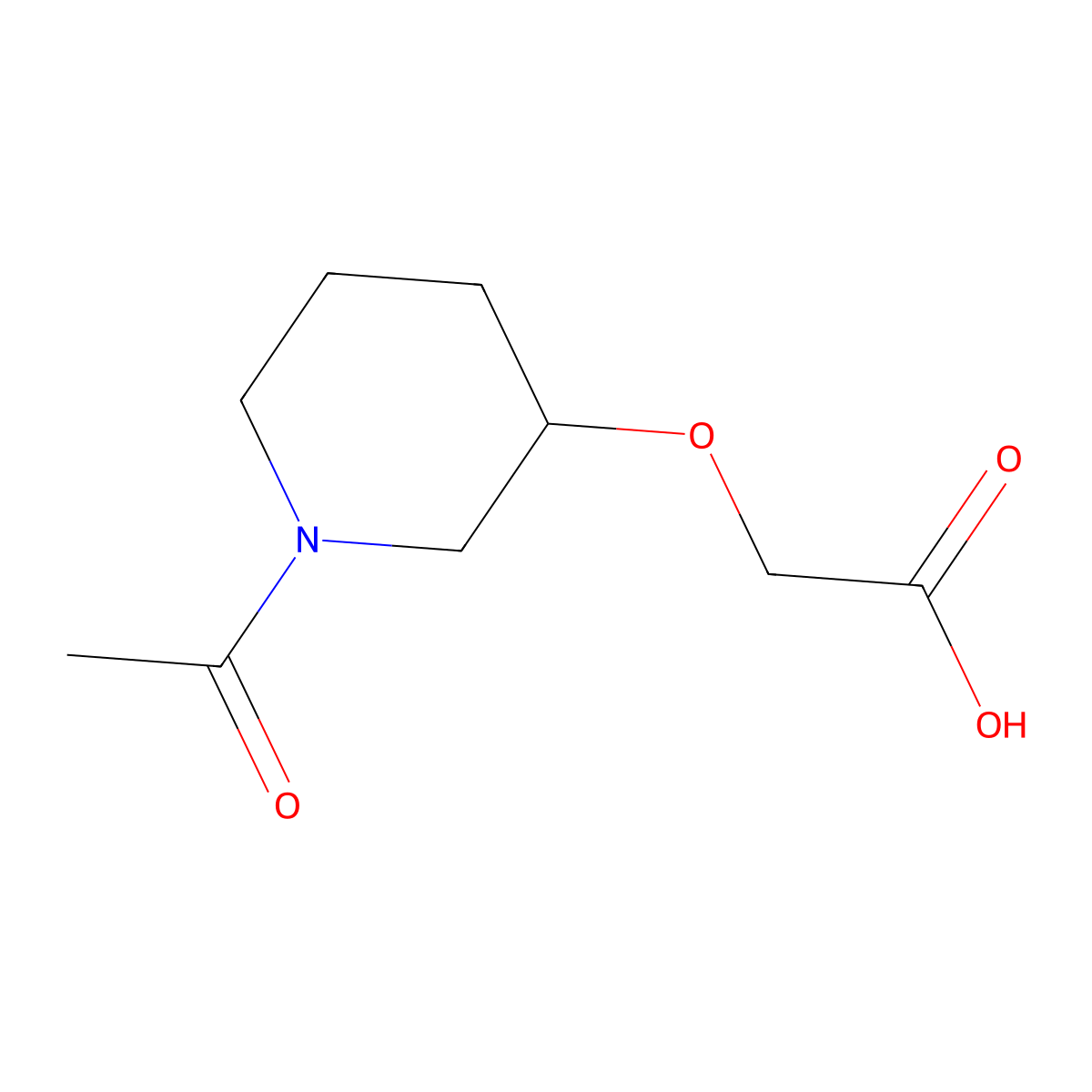 (1-Acetyl-piperidin-3-yloxy)-acetic acid molecular structure, CAS 127958-78-5