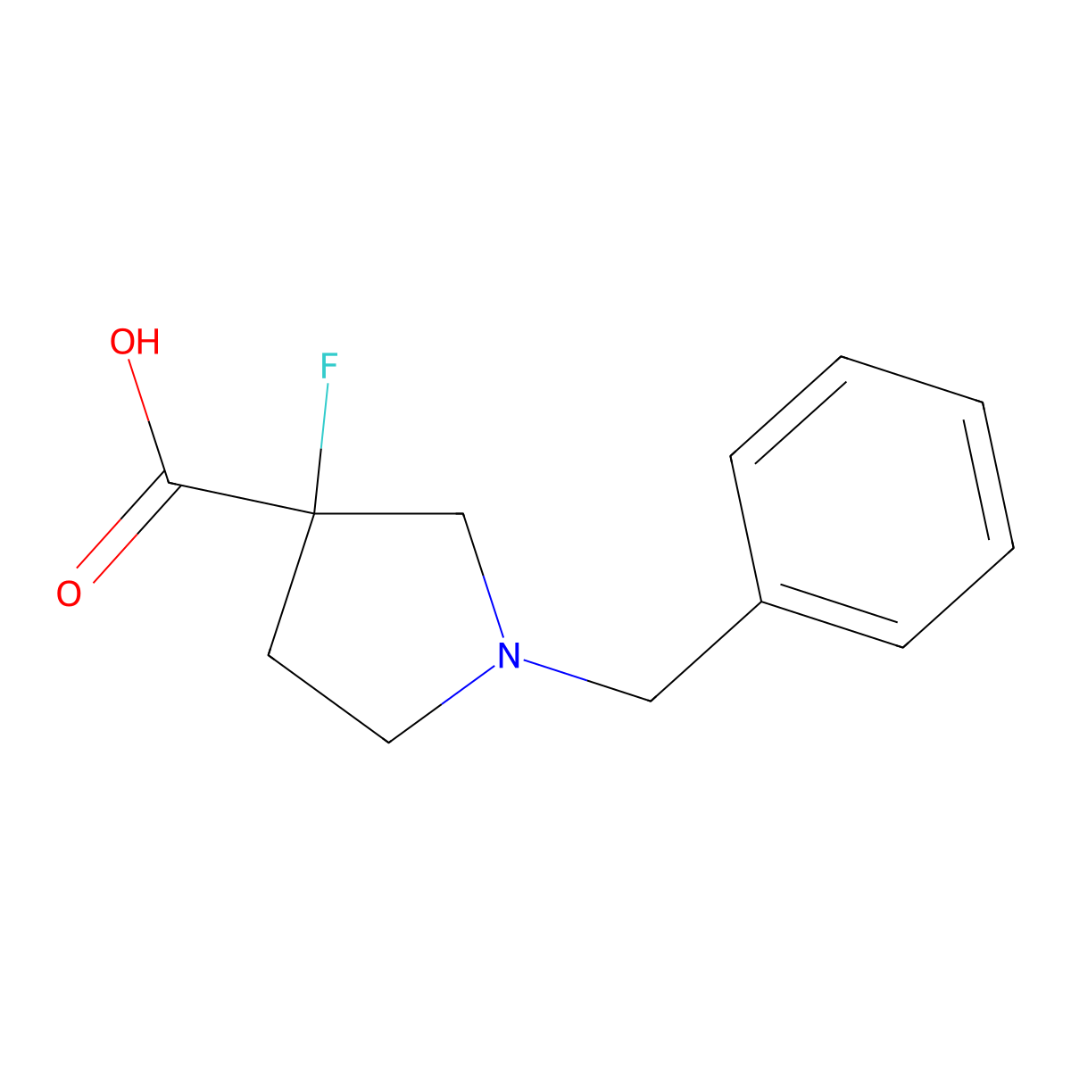 1-Benzyl-3-fluoropyrrolidine-3-carboxylic acid molecular structure, CAS 1279669-56-5