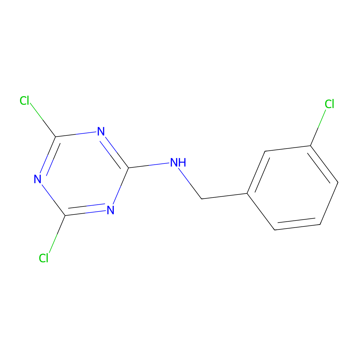 (3-Chloro-benzyl)-(4,6-dichloro-[1,3,5]triazin-2-yl)-amine molecular structure, CAS 1279692-40-8